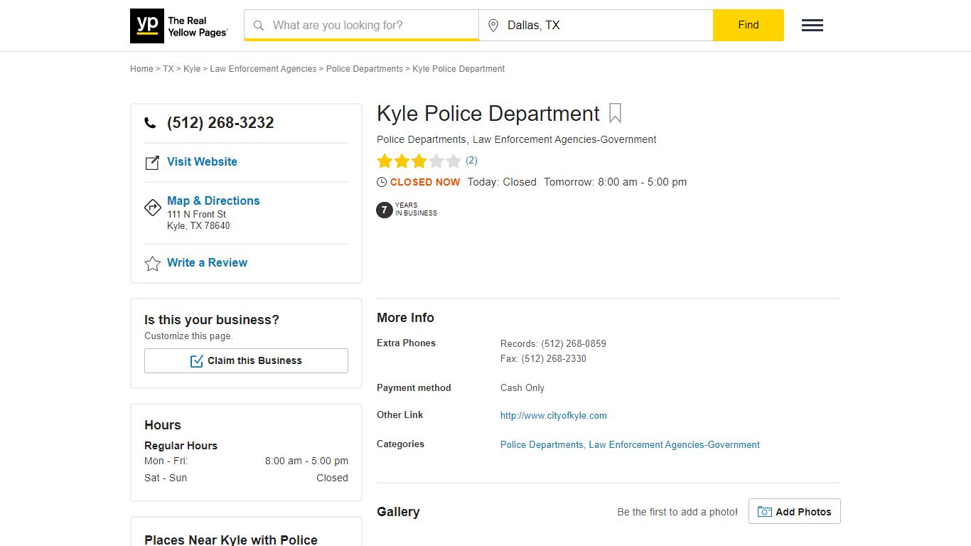 Kyle Police Department 111 N Front St, Kyle, TX 78640 - YP.com